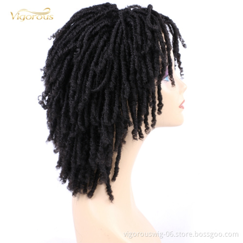 Short Natural Color Black Freetress Faux Locks Passion Twist Crochet Machine Made Brading Wigs Synthetic Hair